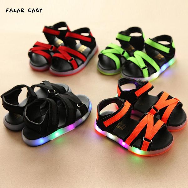 

summer fashion cool boys girls sandals led lighted children shoes casual baby kids, Black;red