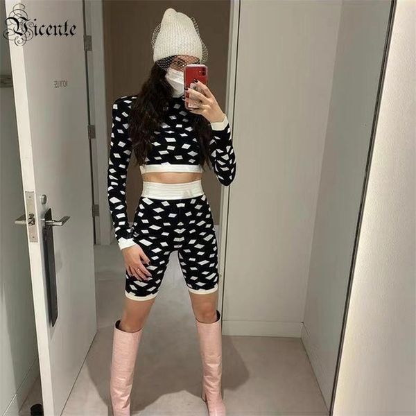 

women's two-piece celebrity party dress geometric jacquard bandage 210520, White