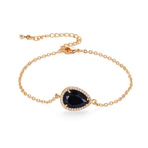 

charm bracelets water drop faceted black crystal bracelet purify absorb negative energy gem stone simple gold chain for women, Golden;silver