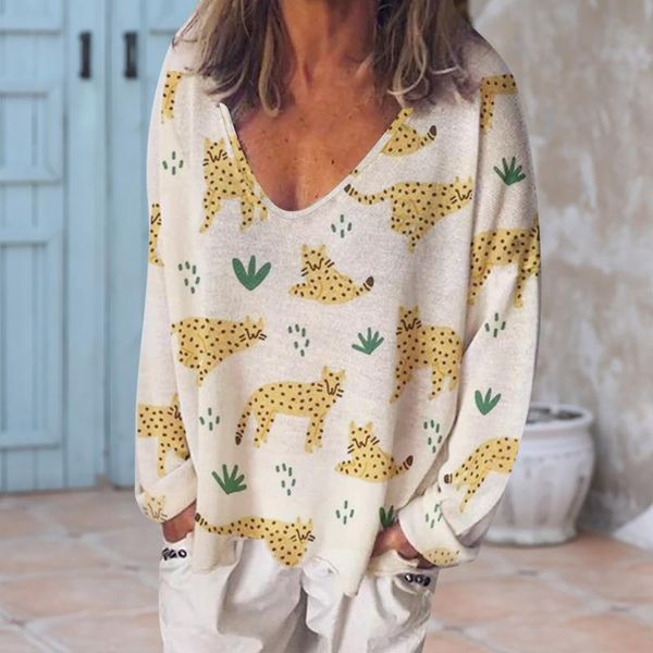 

women's blouses & shirts wide v-neck blouse rainbow stripe multicolor knit for women long sleeve blousesÂ korean style female leisure, White