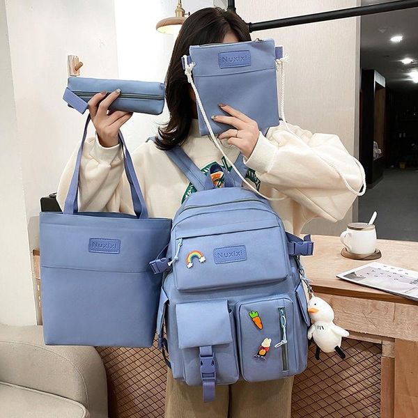 

school bags classical student solid color women backpack simple teenager girls schoolbag canvas female backpacks
