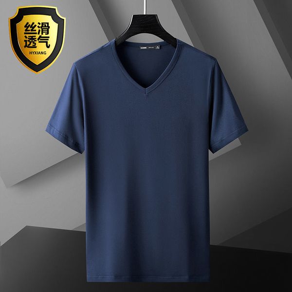 

03 modal cotton short-sleeved football jersey men's summer trend solid color ice silk ice bottoming shirt, Black;yellow