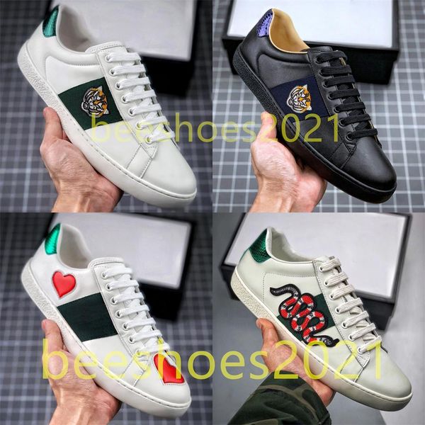

mens italy bee walking casual shoes women flat shoe tiger snake green red stripes embroidered couples fashion trainers chaussures b5, Black