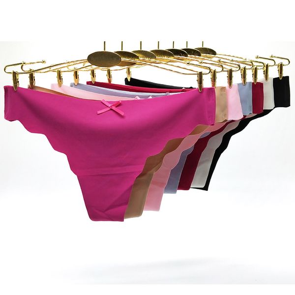 

4pcs/lots women's panties ultra thin seamless thong ice silk g string thongs for women low waist panty intimates briefs 49, Black;pink
