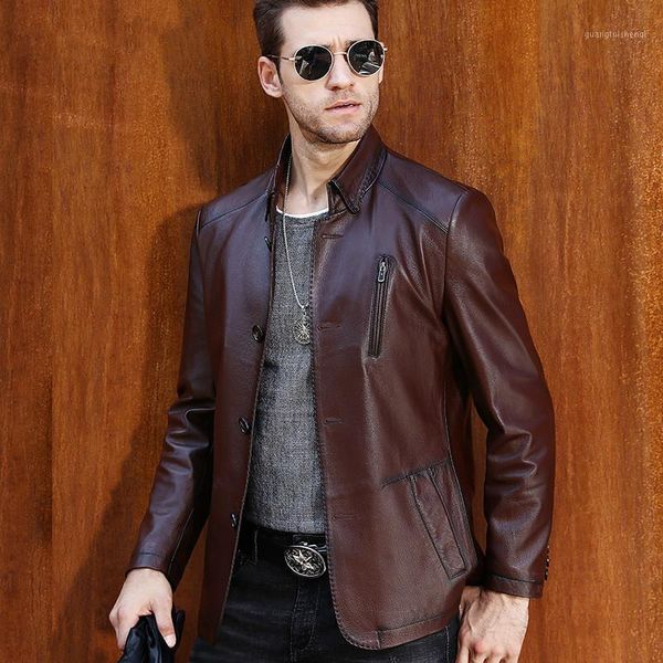 

men's winter down jacket genuine leather jackets men clothing real goatskin clothes korean coat male hommes veste lxr445 & faux, Black