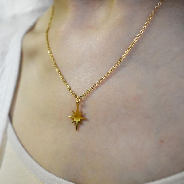 

pendant necklaces classic design star necklace for woman titanium steel luxury jewelry female quality, Silver