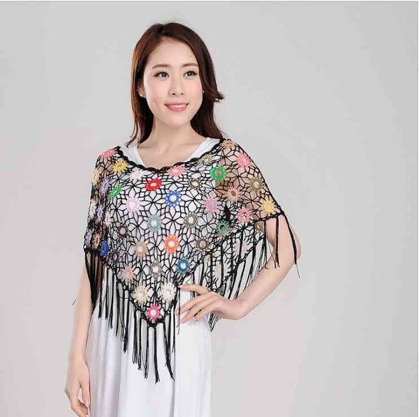 

women's sweaters cover-up of hand-made ice for spring summer, thin cover with jacket hook, flowers orifices, b511, y72j, White;black