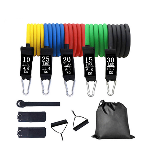 

11-piece set of tension rope with standard pounds, tpe webbing hoist hook, one-word tensioner, fitness equipment supplies yoga stripes