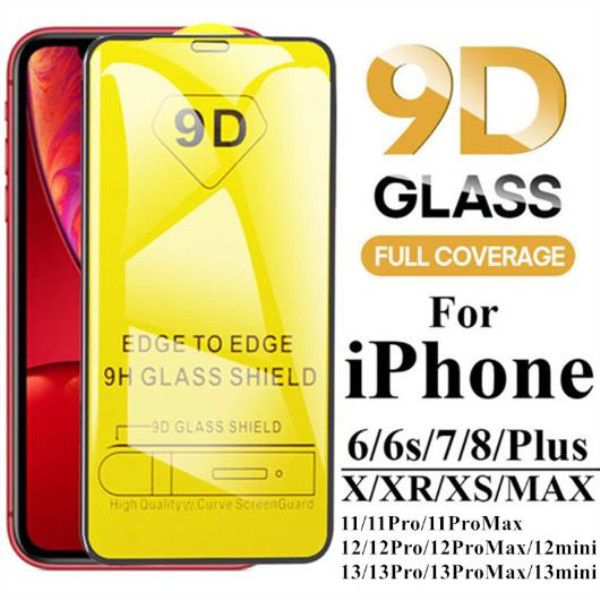 

9d full cover tempered glass full glue screen protector film for iphone 14 13 12 mini 11 pro x xs max xr 6 7 8 plus samsung s22 s21 s20 a33