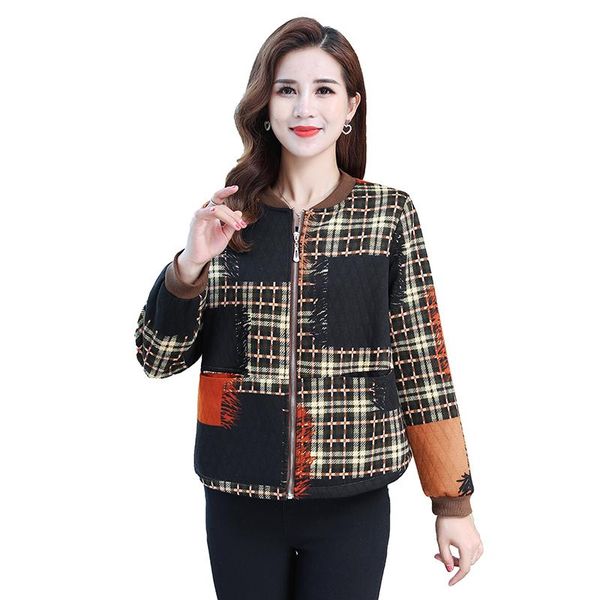 

women's vintage plaid patch street short jackets fall korean loose female's coats casual outwear, Black;brown