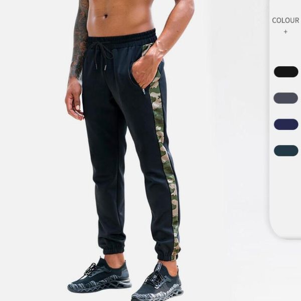 

mens sweatpants track running training active jogger pants elastic waist loose camouflage slim fit trousers with zipper pockets, Black;blue