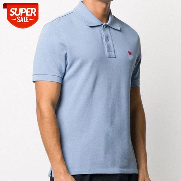 

sky blue spot solid color slit short-sleeved cotton casual loose am polo shirt t-shirt #2j2b, White;black