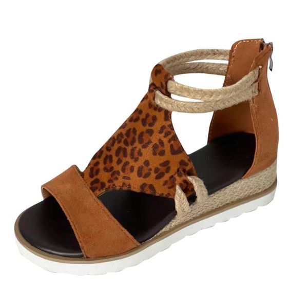 

dress shoes women 2021 summer sandals leather wedge heel open toe fish mouth foreign trade roman style femme beach, Black