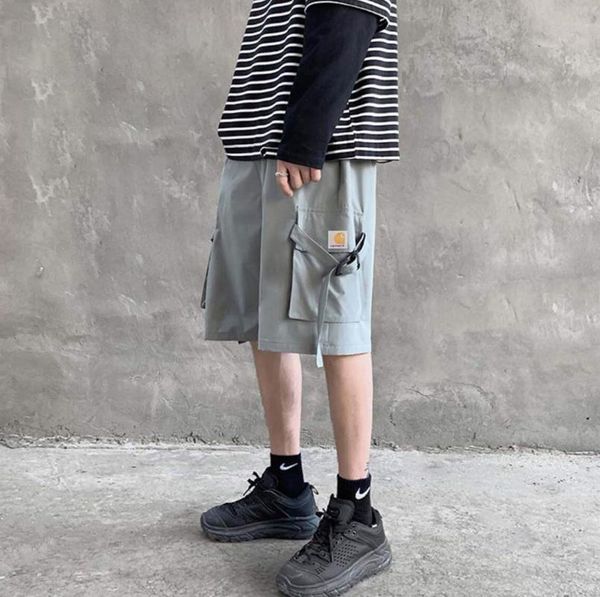 

men's shorts 2021 summer casual comfortable loose couple traveling out sports big pocket lace-up fresh five-point, White;black