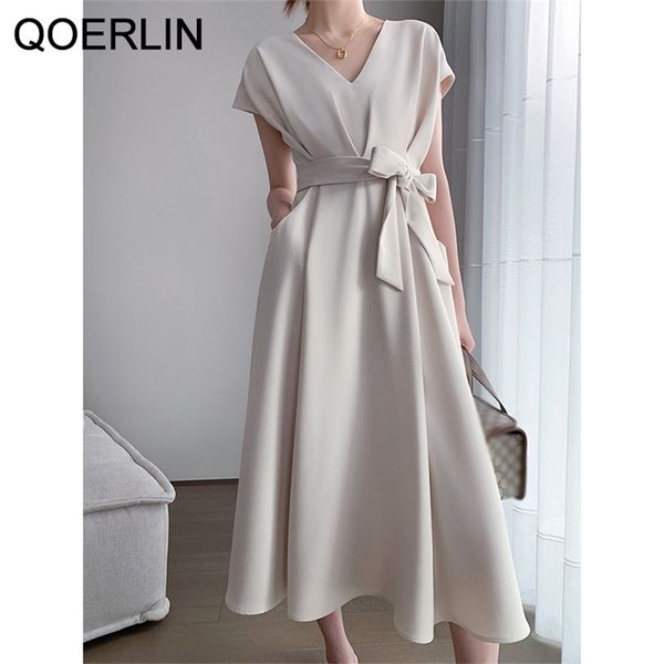 

elegant belted v-neck women midi dress high waist solid vestido femme side pocket stylish black dresses ladies workwear 210601, Black;gray