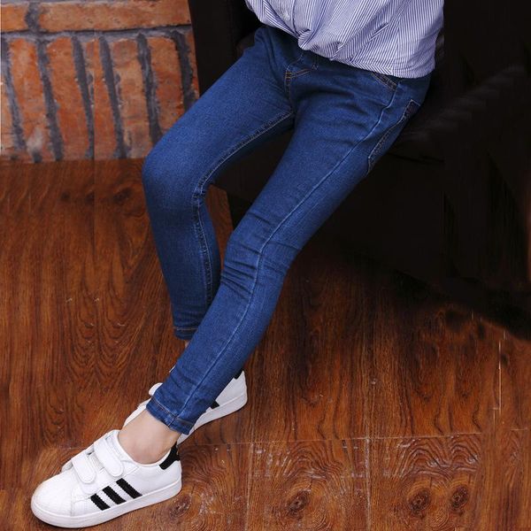 

spring autumn kids jeans children pants casual trouses baby girls, Blue