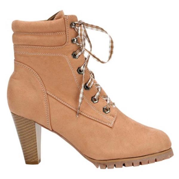 

boots karin wholesale brand shoes women leisure big size 42 cross-tied round toe spike heels solid ankle, Black
