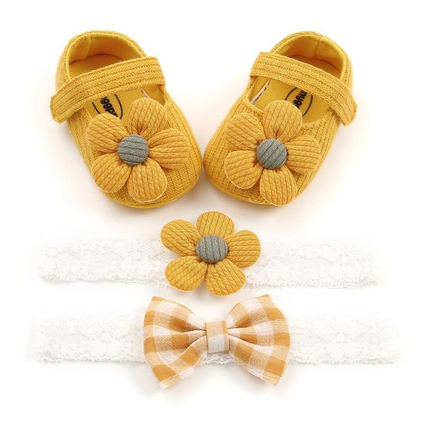 

first walkers spring born baby girls boys crib shoes cotton bowknot soft toddler 6 colors+headband