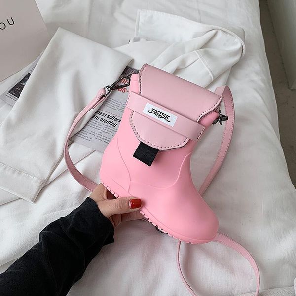 

storage bags cartoon cute rain boots shoulder bag female pvc messenger candy color one-shoulder jelly key