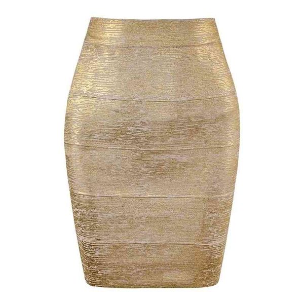 

wholesale women summer fashion gold bronzing bandage skirt designer night club bodycon pencil skirt faldas 46cm 210319, Black