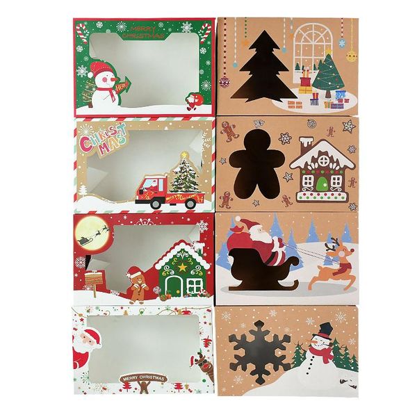 

gift wrap 4pcs/set christmas santa claus snowman xmas tree kraft paper candy boxes decoration navidad noel year 2022