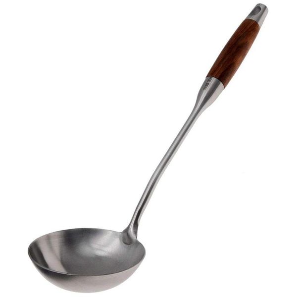 

spoons long soup ladle, 304 stainless steel large kitchen spoon ladle with pear flower wood handle