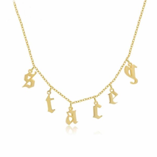 

pendant necklaces old english chokers necklace 6 letters jewellry for men and women yp8738 drop, Silver