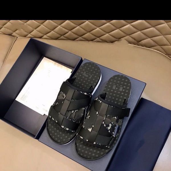 

2021 fashion black alpha sandal in oblique jacquard summer men slippers nylon bands comfortable rubber sole scuffs size 38-45 kjkk001
