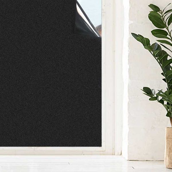 

window stickers 45cmx1m static cling blackout film uv blocking 100% light tint for home room darkening/day sleep/nursery