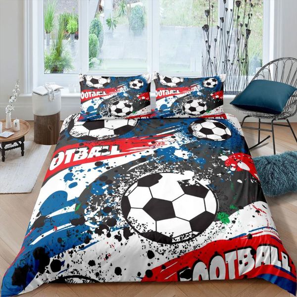 Set di biancheria da letto Set copripiumino stampato con calcio Trapunta da calcio 3D con federa Trapunta per bambini per bambini