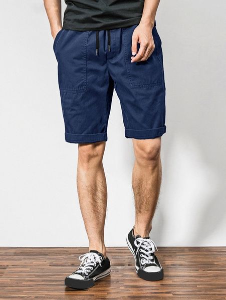 

men slant pocket drawstring waist shorts c1tk#, Black