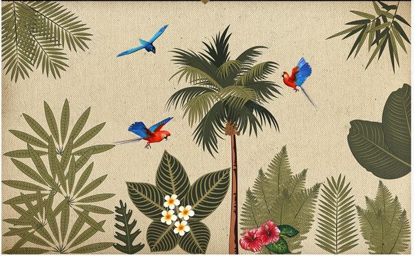 

wallpapers custom po 3d mural wallpaper retro rainforest plant idyllic background wall papers for living room decoration