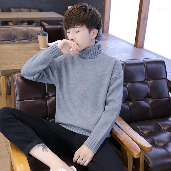 

men's sweaters scienwear 2021 autumn winter mens turtle neck knit coats half collar knitted clothing long sleeve for mans clothes1, White;black