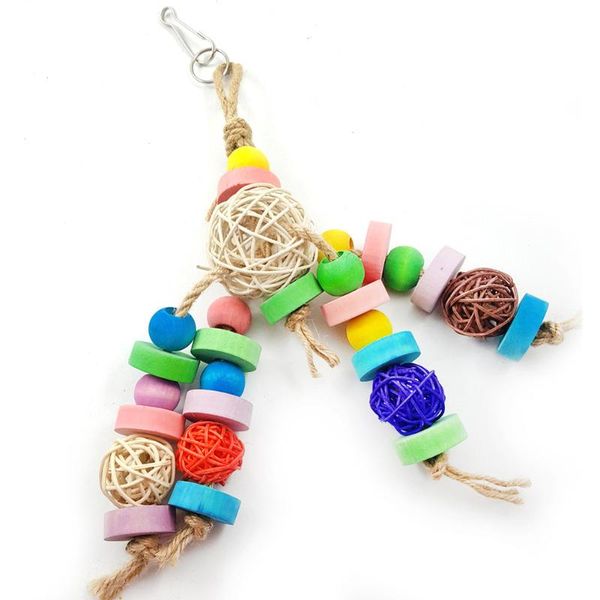 

other bird supplies educational chew bite string wooden hanging play parakeet toy climbing cockatiel decoration swing rattan ball pet parrot