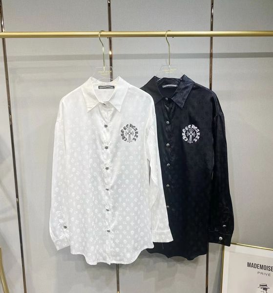 

sanskrit high end 2623#21 new jacquard heavy industry print loose casual long sleeve shirt 8mae, White;black