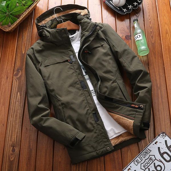 

men's jackets style jacket coat autumn and winter outdoor cotton padded clothes army plush company, Black;brown