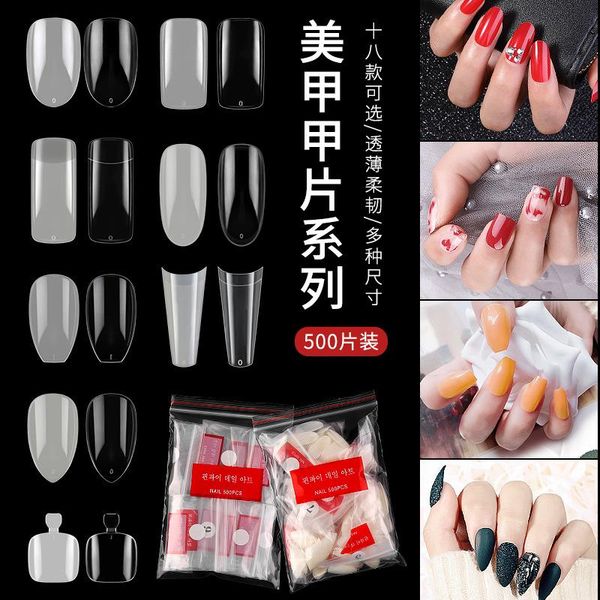 

false nails french pointed nail traceless ballet transparent toenail art diy press on easy, Red;gold