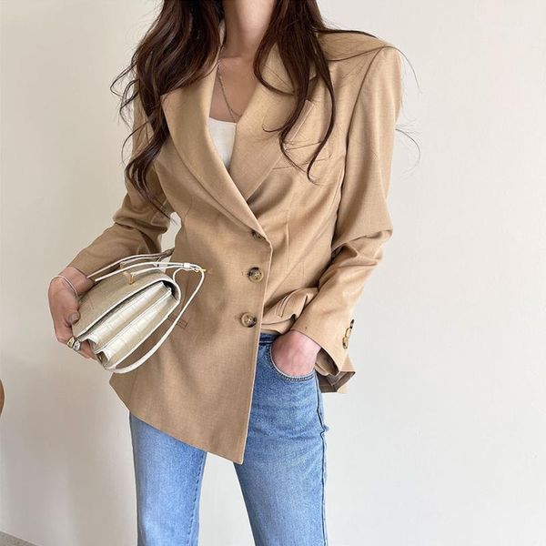 

women's suits & blazers chic women slim casual 2021 autumn single-breasted female jackets korean stylish office ladies blazer outerwear, White;black