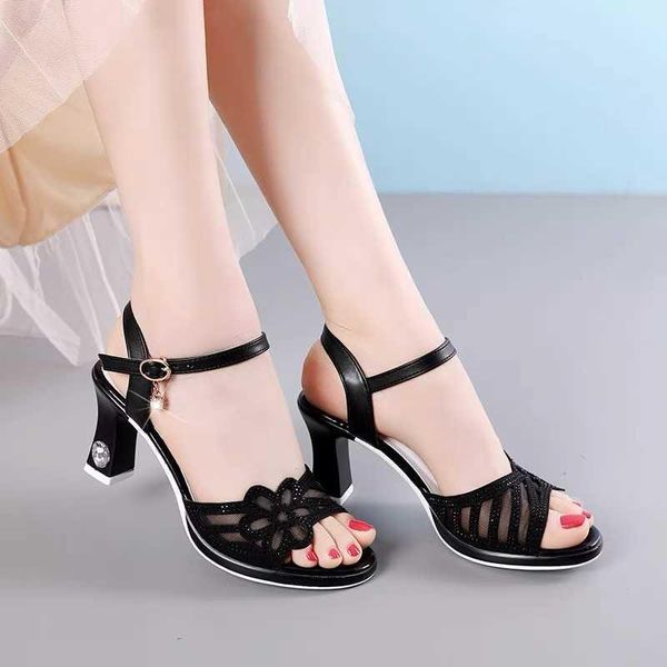 

dress shoes 2021 platform sandals women wedding summer elegant leather high heels ladies office, Black