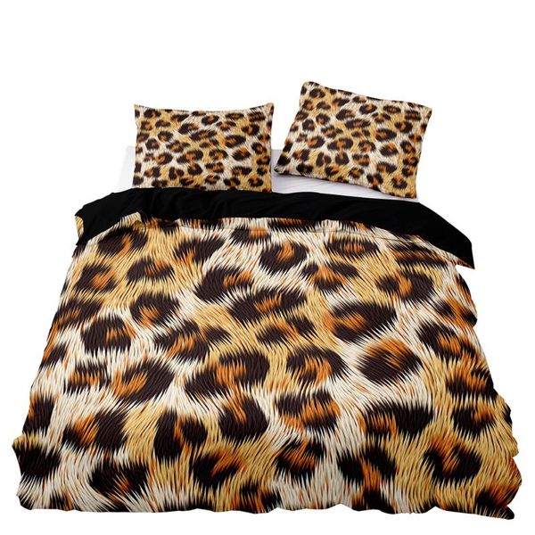 Conjuntos de cama Conjunto de luxo 3D 220x240 Europe Leopard Duvet Cover com fronha confortável cama confortável