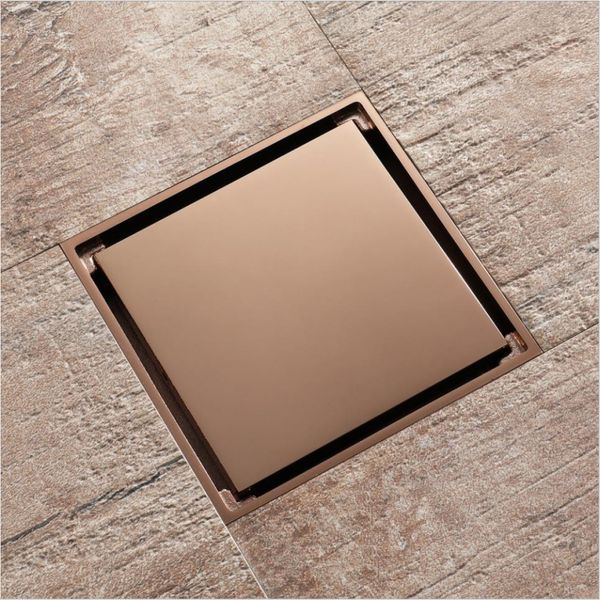 

rose gloden color bathroom shower drain 100cm grates waste square brass deodorization drains tile insert floor drainer