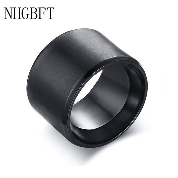 

wide drawing punk style stainless steel ring brushed men's big black color wedding rings, Slivery;golden