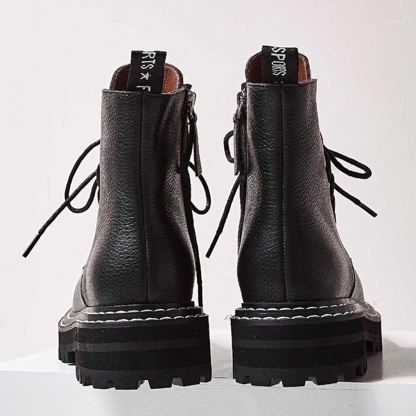 

boots mujer fashion platform shoes women punk black gothic ankle womens wedge lace up motorcycle 20211