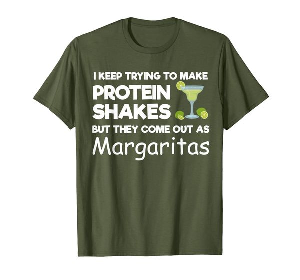 

funny gym workout shirt protein shake margaritas fitness, White;black