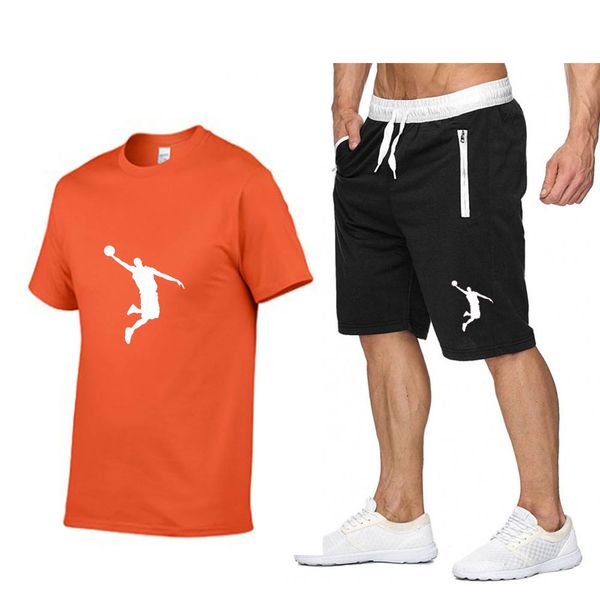

summe men's brand sportswear shorts set short sleeve breathable t-shirt and shorts casual wear men's basketball training suit, Gray