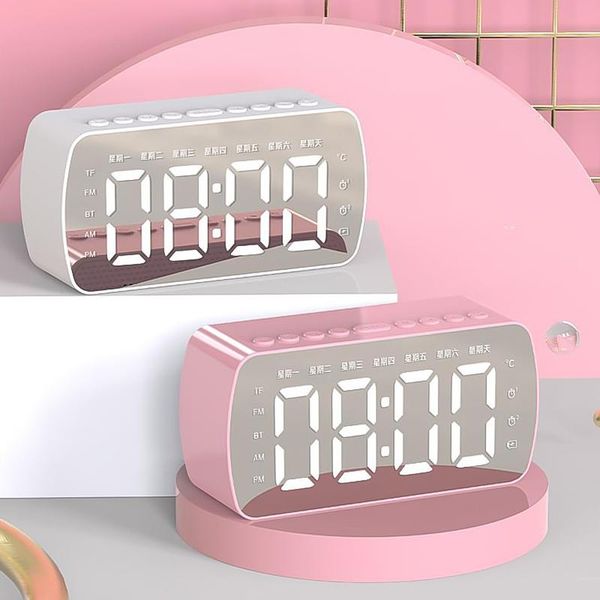 

other clocks & accessories led mirror screen alarm clock bluetooth function large lcd display digital table for bedroom living room decorati