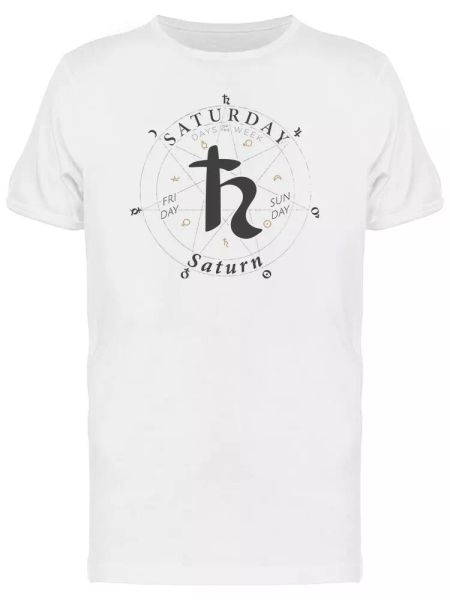 

saturday saturn heptagram men's tee -image by shutterstock, White;black