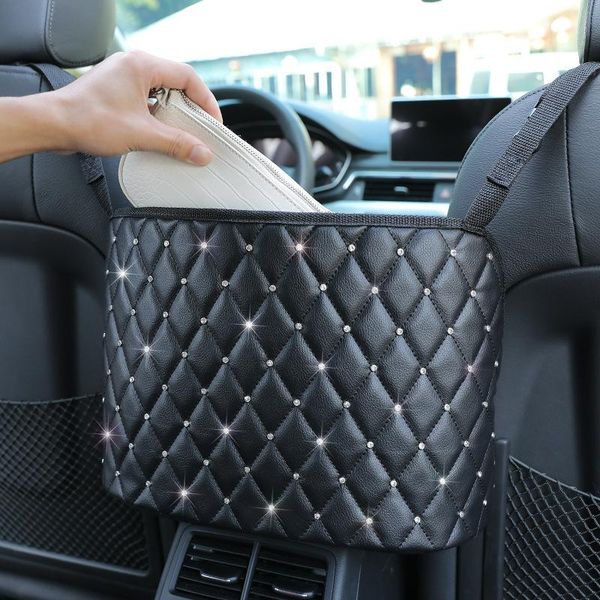 

car organizer universal bling crystal seat storage bag holder multi-pockets stowing tidying for handbag wallet keys goods