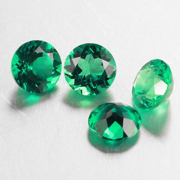 

starszuan jewel 6.5mm round cut hydrothermal emerald gemstone loose emerald stone ready to ship h1015, Black