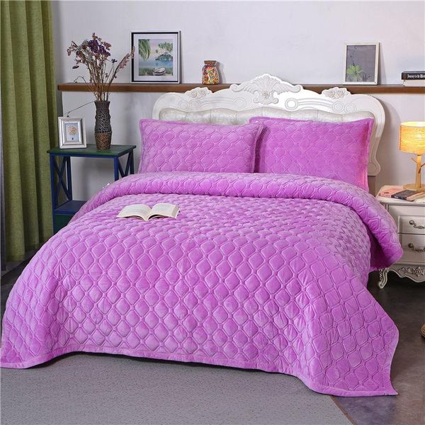 

bedding sets bedspread thickened solid colour crystal velvet bed cover cotton-padded quilted non slip sheet blanket children